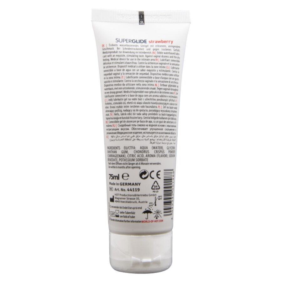 HOT - SUPERGLIDE EDIBLE LUBRICANT WATERBASED STRAWBERRY 75 ML