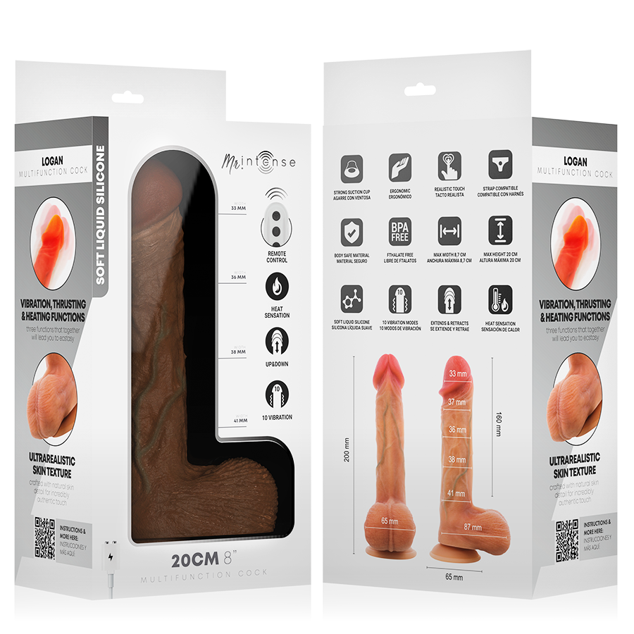 MR INTENSE - LOGAN VIBRATOR DILDO SILICONE WITH HEAT EFFECT AND REMOTE CONTROL 20 CM -Ã- 4,1 CM