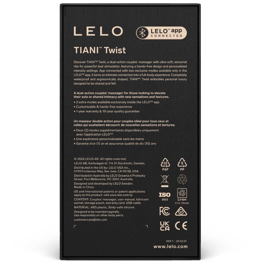 LELO - TIANI TWIST KOPPELVIBRATOR ZACHTROZE