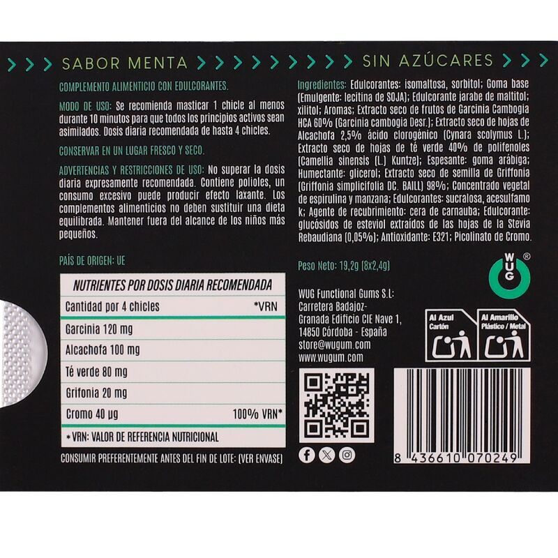WUG Diet - Eetlustbeheersing en snackvermindering BLISTER 8 STUKS
