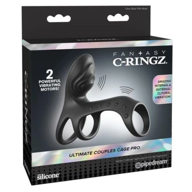 FANTASY C-RINGZ - ULTIMATE COUPLES CAGE PRO VIBRERENDE PENISRING 19,5 CM