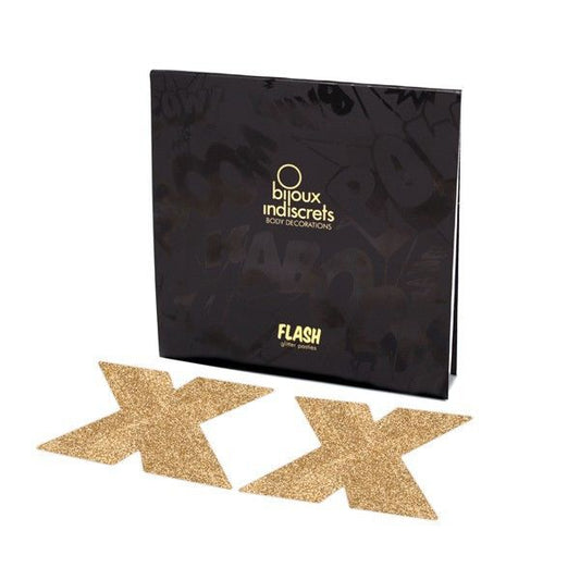 BIJOUX - INDISCRETS FLASH CROSS GOUDEN NIPPLE COVERS