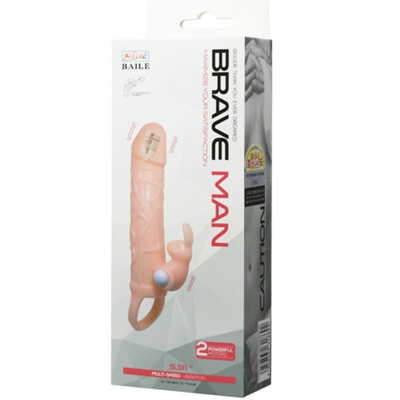 BAILE - BRAVE MAN PENISHOES MET KONIJN EN DUBBEL MOTORVLEES 16.5 CM