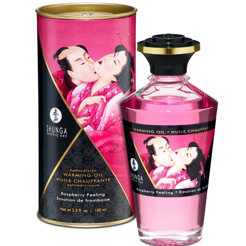 SHUNGA - WARMTE EFFECT MASSAGEOLIE INTENSE FRAMBOZENSMAAK 100 ML