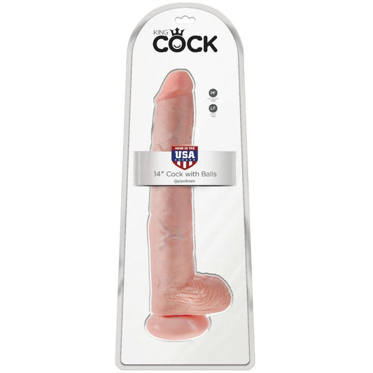 KING COCK - DILDO MET BALLEN 35,6 CM HUIDSKLEURIG