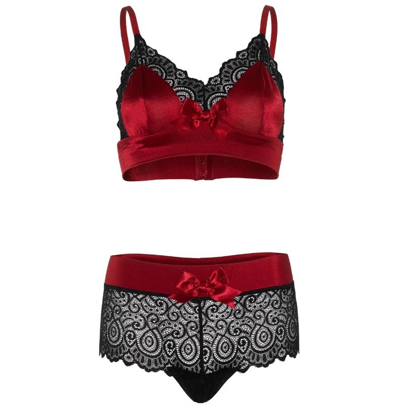 LEG AVENUE - 2 DELIGE SET ZWART EN ROOD S/M