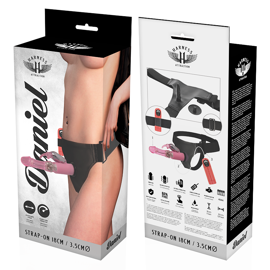 HARNESS ATTRACTION - RNES DANIEL MET VIBRATIE EN ROTATIE 18 CM -O- 3.5 CM