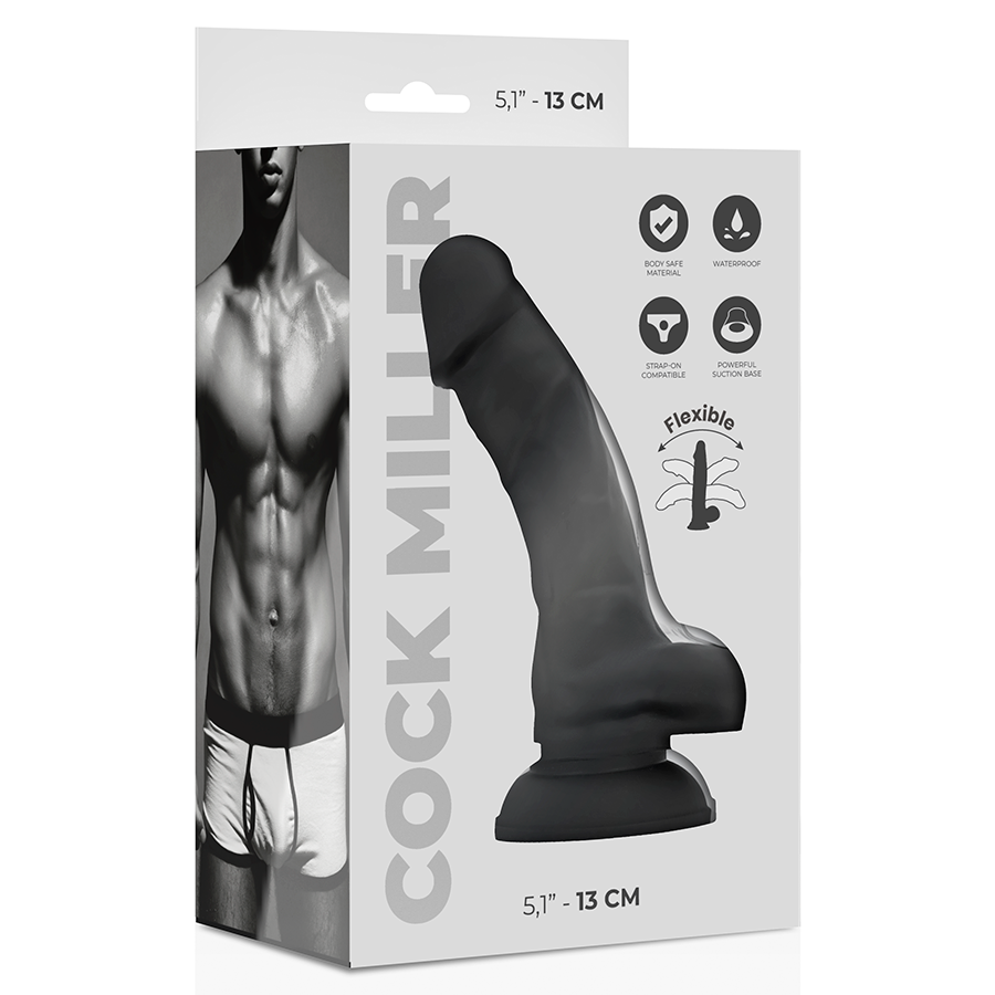 COCK MILLER - SILICONEN DICHTHEID KUKKEL KUNSTSTOF ZWART 13 CM