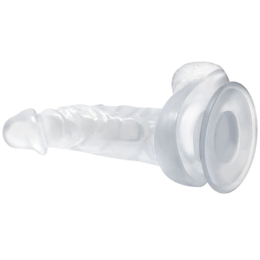 BAILE - REALISTISCHE DILDO MET ZUIGNAP EN TEELBALLEN 16,7 CM TRANSPARANT