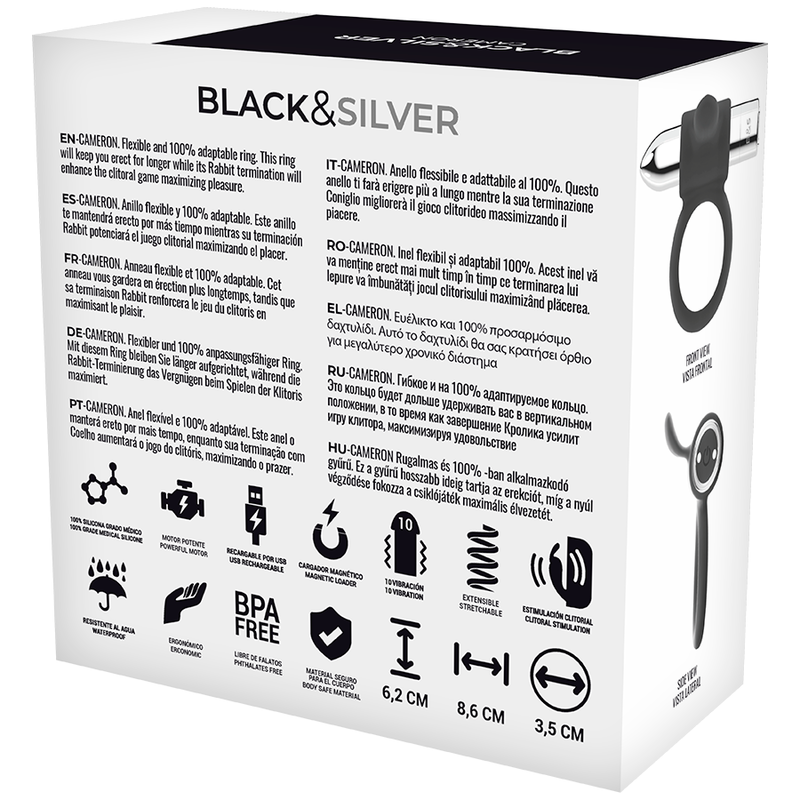 BLACK&SILVER - CAMERON OPLAADBARE RING ZILVER
