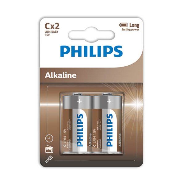 PHILIPS - ALKALINE BATTERIJEN C LR14 BLISTER*2
