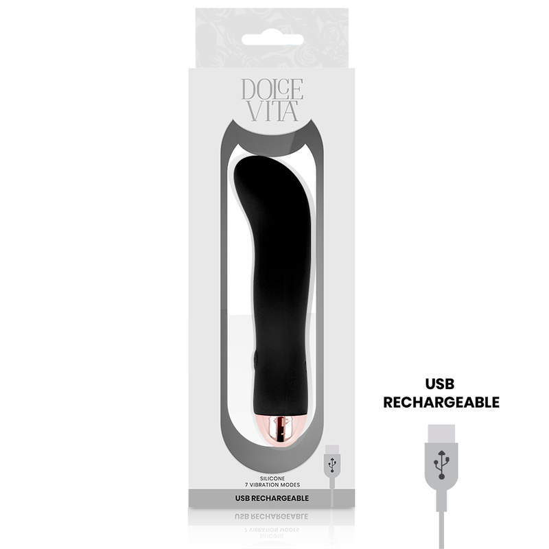 DOLCE VITA - OPLAADBARE VIBRATOR TWEE ZWART 7 SNELHEDEN