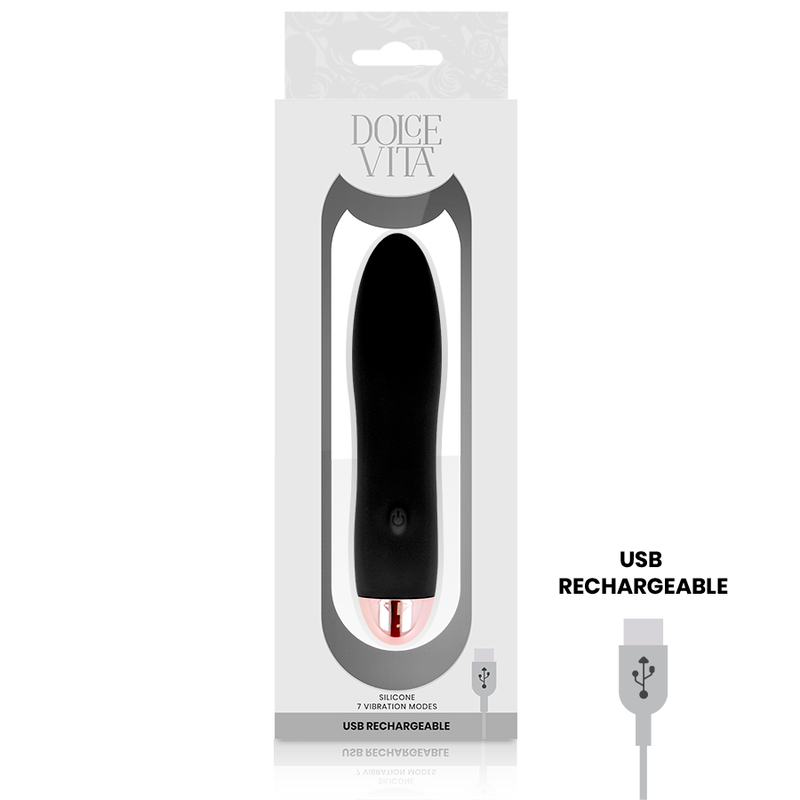 DOLCE VITA - OPLAADBARE VIBRATOR VIER ZWART 7 SNELHEDEN