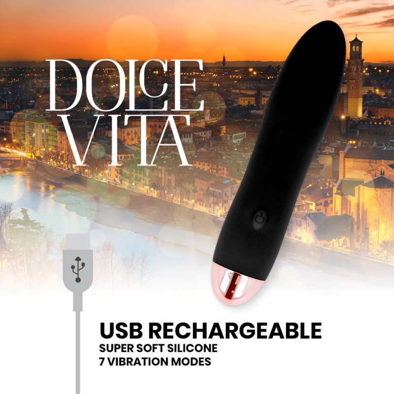 DOLCE VITA - OPLAADBARE VIBRATOR VIER ZWART 7 SNELHEDEN