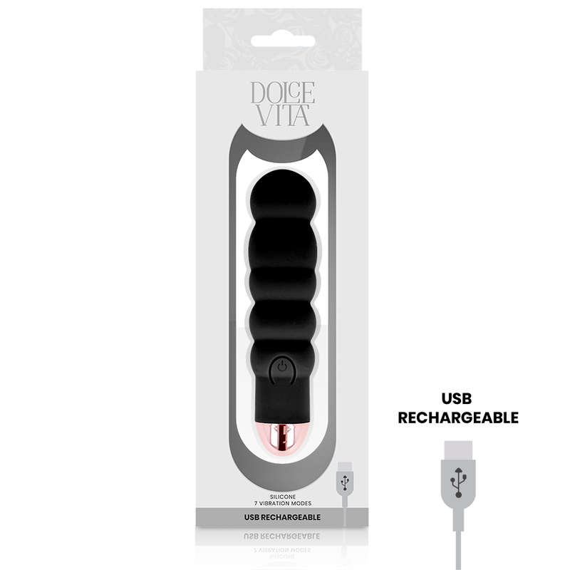 DOLCE VITA - OPLAADBARE VIBRATOR ZES ZWART 7 SNELHEDEN