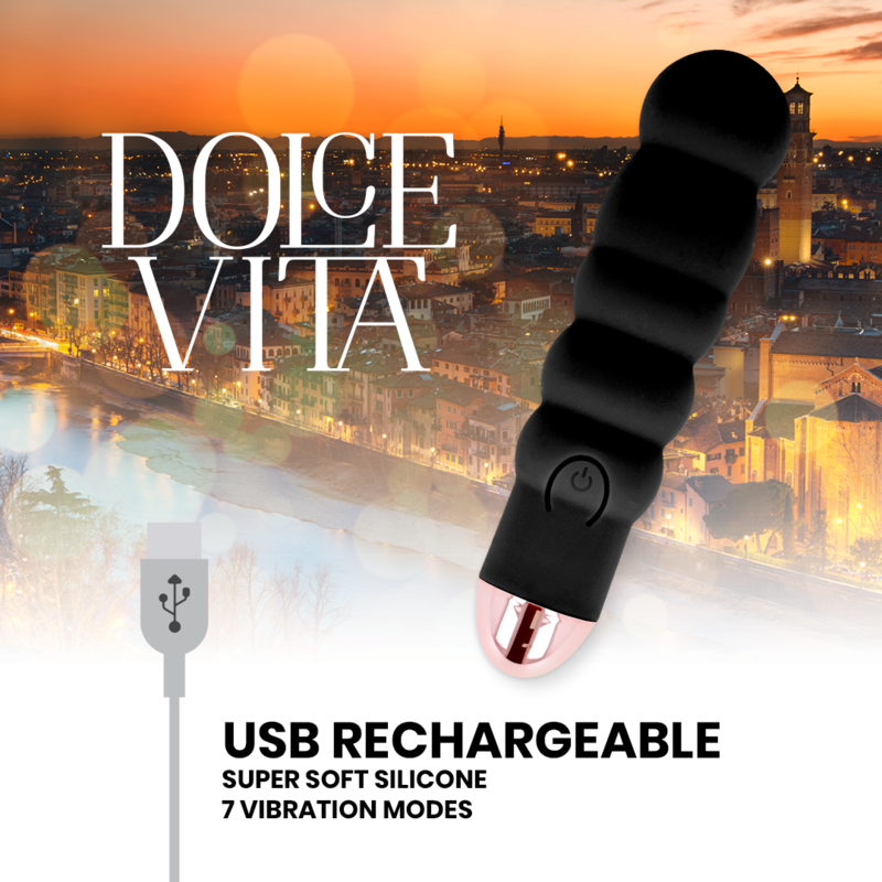 DOLCE VITA - OPLAADBARE VIBRATOR ZES ZWART 7 SNELHEDEN