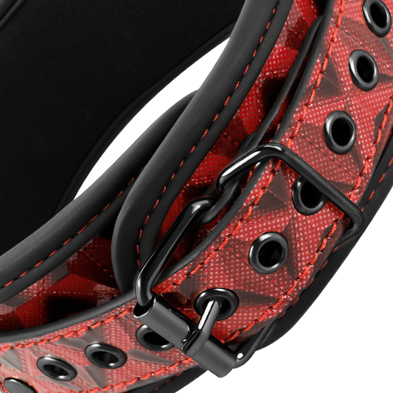 BEGME - RODE EDITIE PREMIUM HALSBAND VAN VEGAAN LEER MET NEOPREEN VOERING