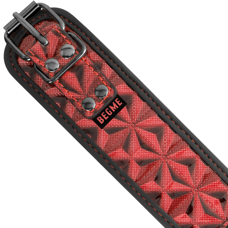 BEGME - RODE EDITIE PREMIUM HALSBAND VAN VEGAAN LEER MET NEOPREEN VOERING