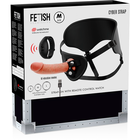FETISH SUBMISSIVE CYBER STRAP - TUIGJE MET AFSTANDSBEDIENING DILDO WATCHME M TECHNOLOGIE