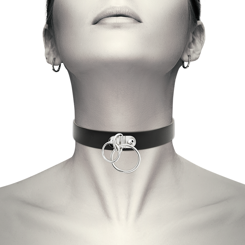 COQUETTE CHIC DESIRE - DUBBELE RING VEGAN LEREN CHOKER