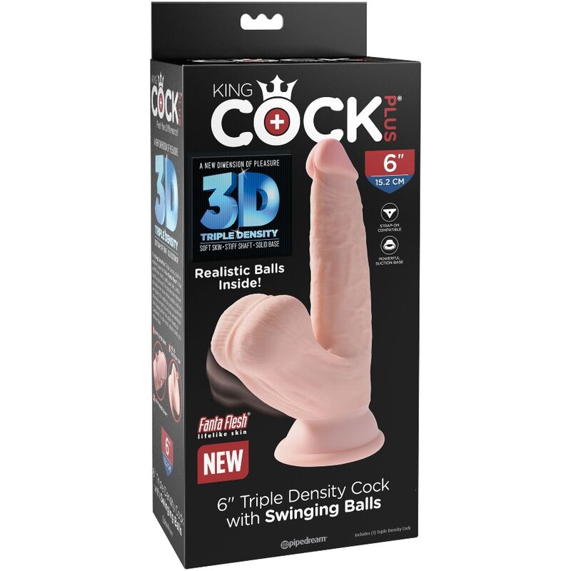 KING COCK - PLUS 3D DILDO ZWENKENDE BALLEN 12,7 CM