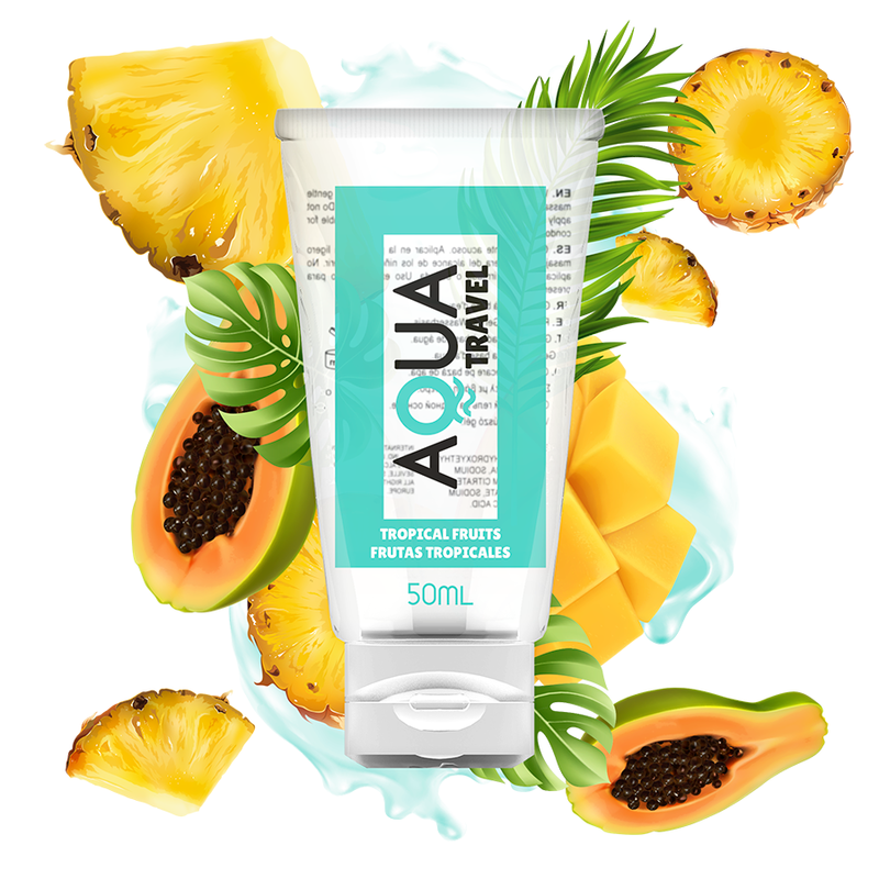 AQUA TRAVEL - GLIJMIDDEL OP WATERBASIS MET SMAAK TROPISCHE VRUCHTEN - 50 ML