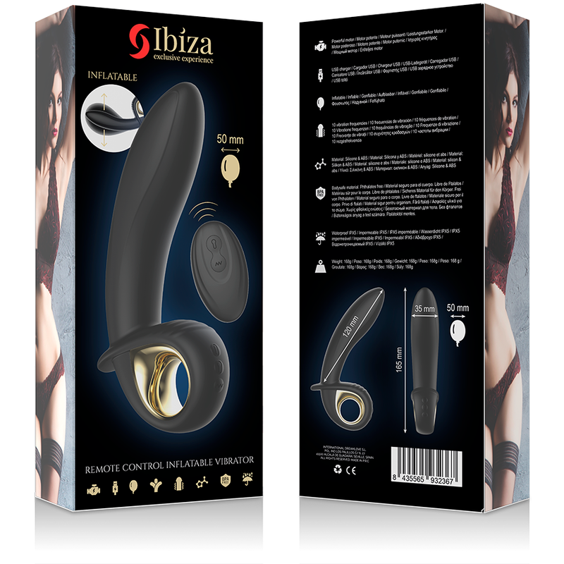 IBIZA - KRACHTIGE OPBLAASBARE ANAAL/VAGINALE VIBRATOR AFSTANDSBEDIENING
