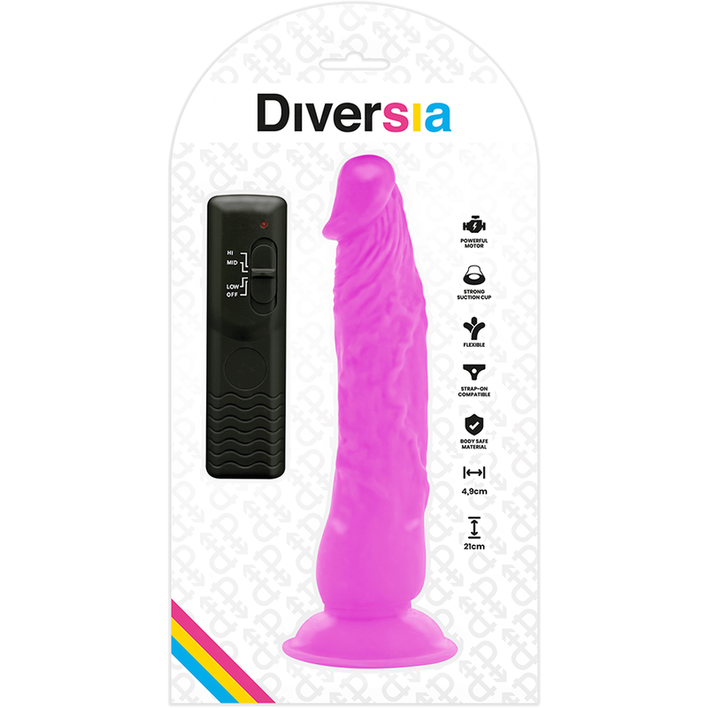 DIVERSIA - FLEXIBELE VIBRERENDE DILDO PAARS 21 CM -O- 4,9 CM