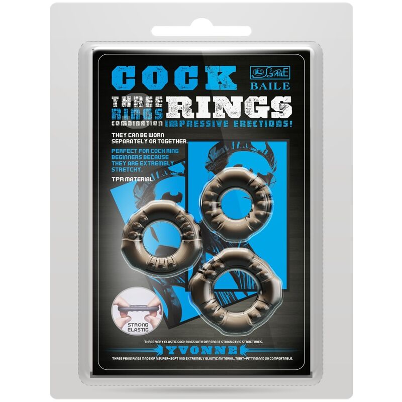 BAILE - COCK RINGS YVONNE SET 3 PIEMELRINGEN