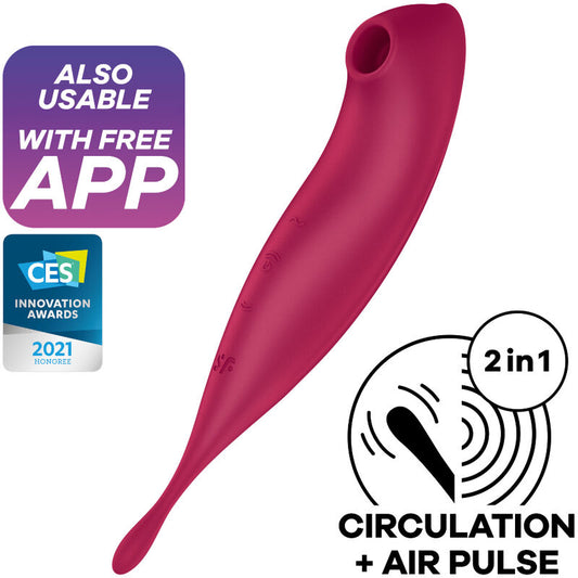 SATISFYER - TWIRLING PRO+ LUCHTDRUKSTIMULATOR & VIBRATOR APP ROT