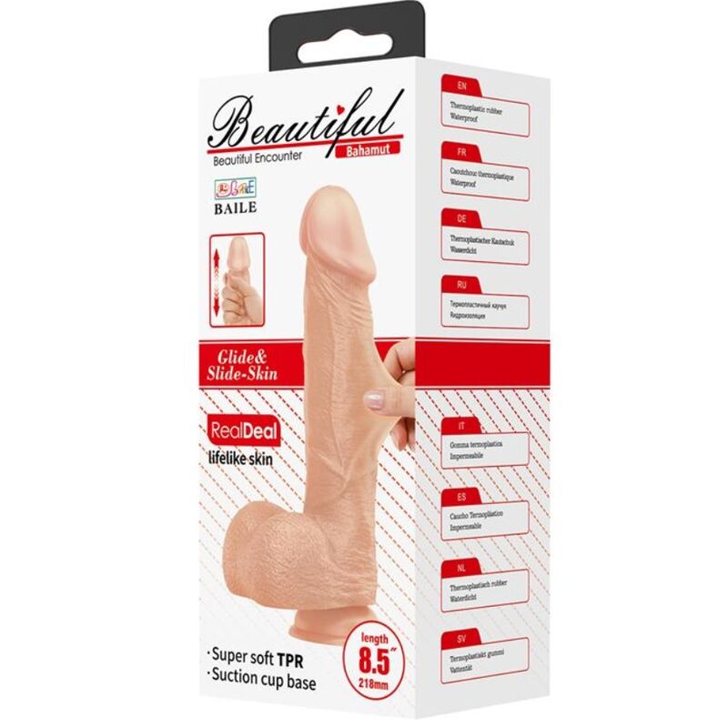BAILE - MOOIE ONTMOETING BAHAMUT FLEXIBELE REALISTISCHE DILDO 21,8 CM NATUURLIJK