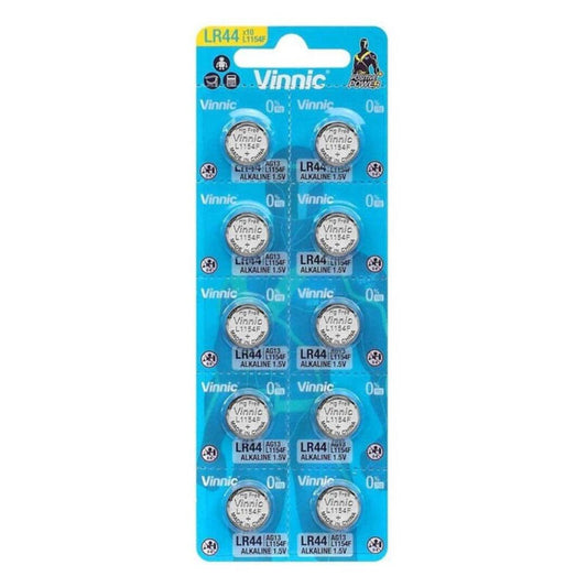 VINNIC - ALKALINE KNOPCEL BATTERIJ AG13 L1154F LR44 BLISTER*10