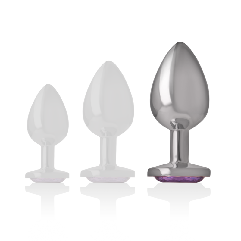 INTENSE - ALUMINIUM METALEN ANALE PLUG MET PAARSE KRISTAL MAAT L
