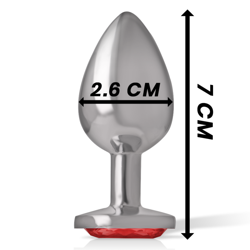 INTENSE - ANALPLUG VAN ALUMINIUM MET RODE KRISTAL MAAT S