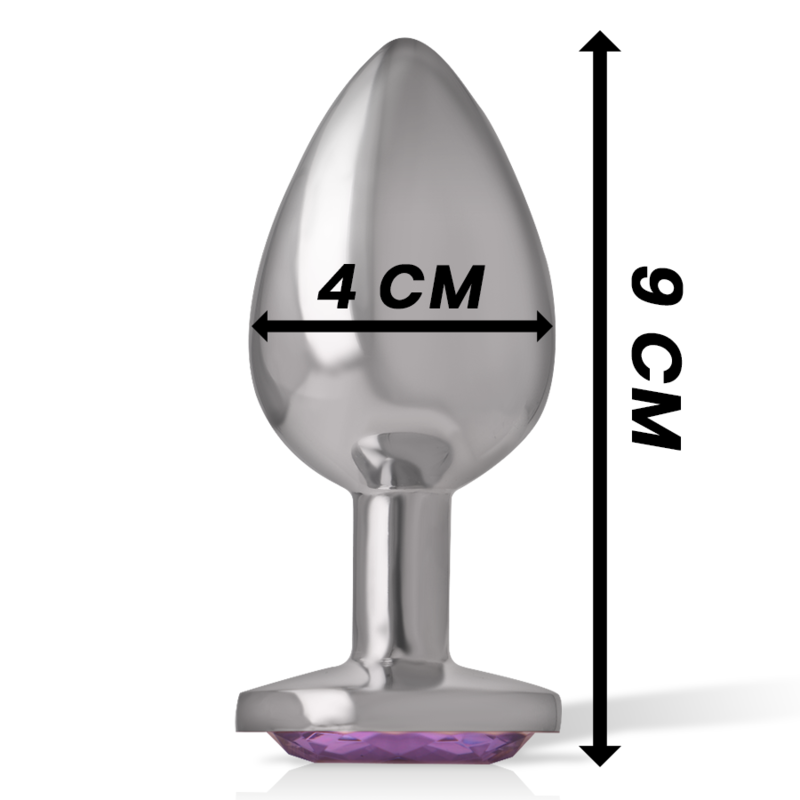 INTENSE - ALUMINIUM METALEN ANALE PLUG MET PAARSE KRISTAL MAAT L