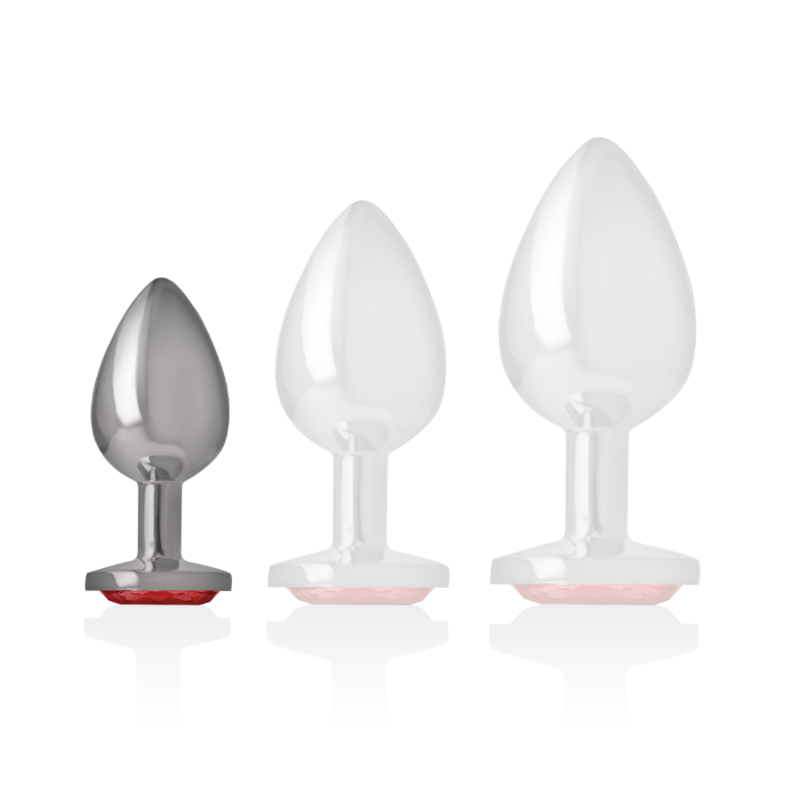 INTENSE - ANALPLUG VAN ALUMINIUM MET RODE KRISTAL MAAT S
