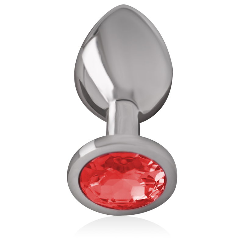 INTENSE - METALEN ANAALPLUG MET RODE KRISTAL MAAT M