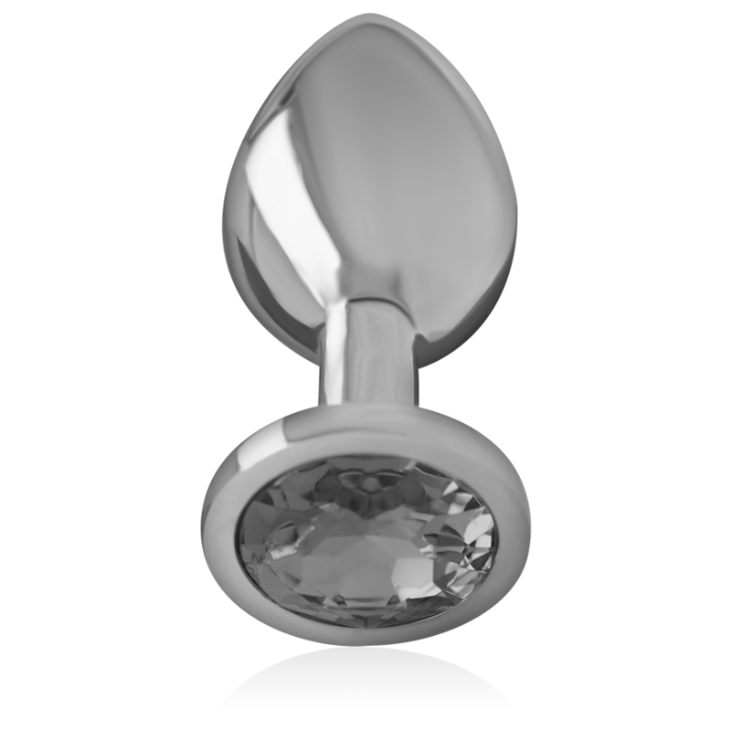 INTENSE - ALUMINIUM METALEN ANALE PLUG MET ZWART GLAS MAAT L