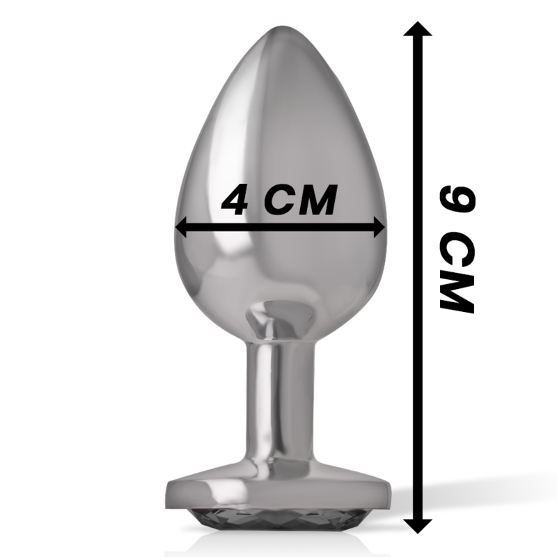 INTENSE - ALUMINIUM METALEN ANALE PLUG MET ZWART GLAS MAAT L