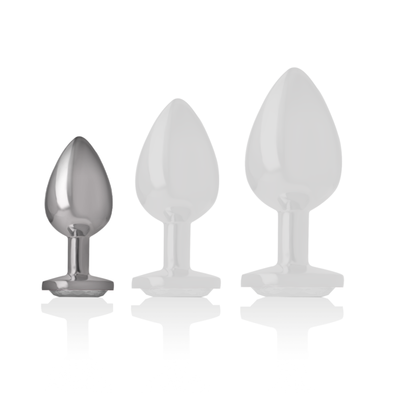 INTENSE - ALUMINIUM METALEN ANAALPLUG MET ZILVEREN KRISTAL MAAT S