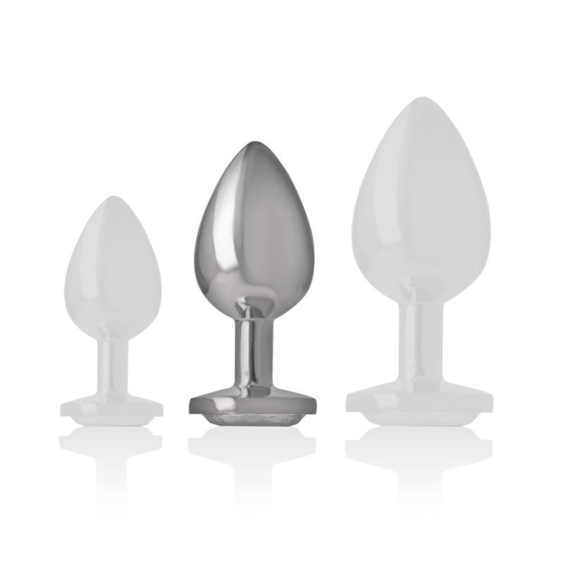 INTENS - ANALPLUG VAN ALUMINIUM MET ZILVEREN KRISTAL MAAT M