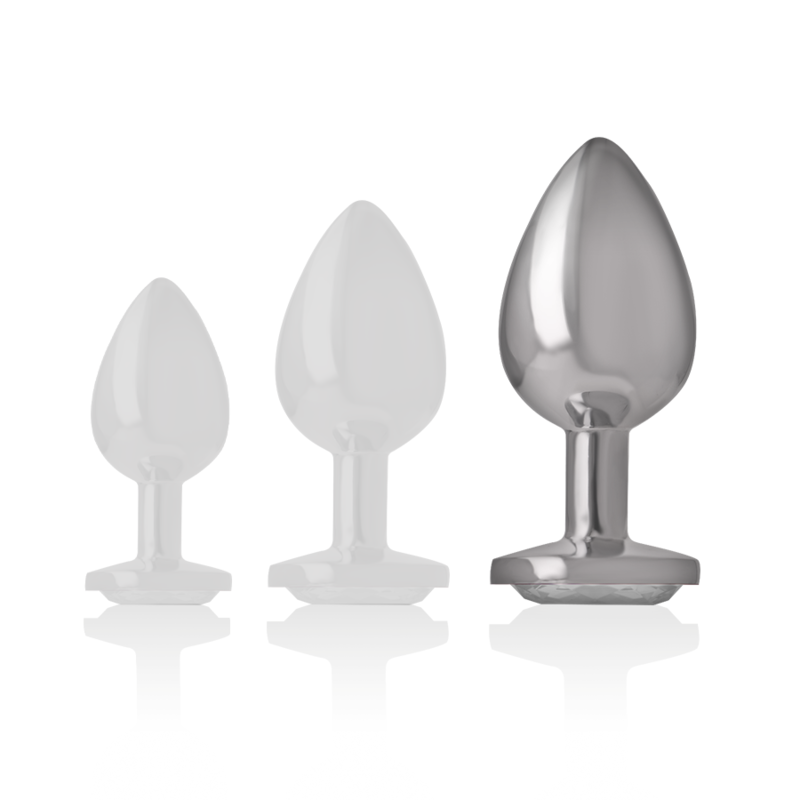 INTENSE - ALUMINIUM METAL ANALE PLUG MET ZILVEREN KRISTAL MAAT L