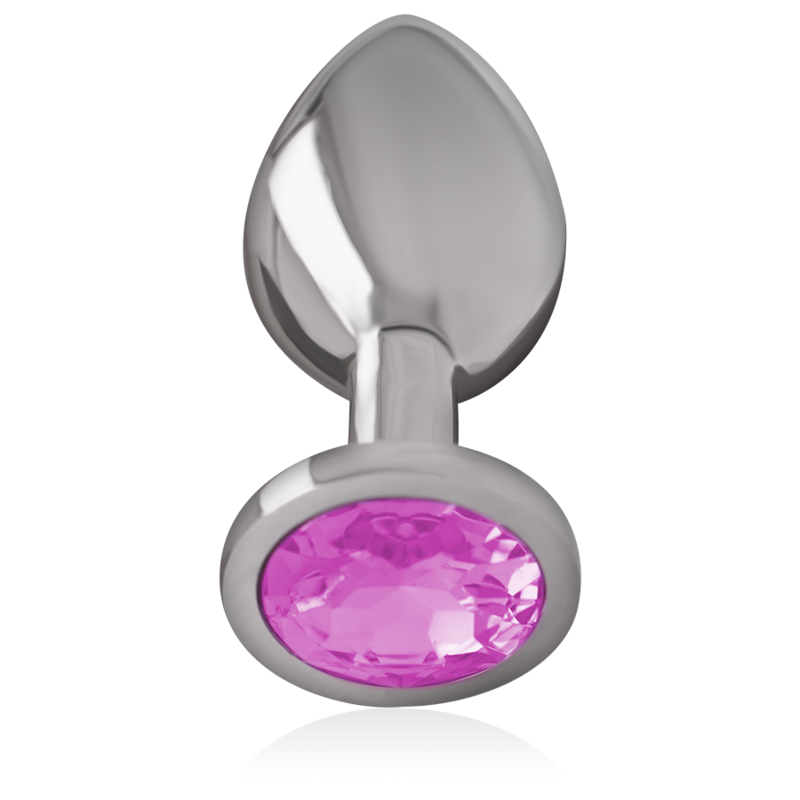 INTENSE - ALUMINIUM METALEN ANALE PLUG MET ROZE KRISTAL MAAT M