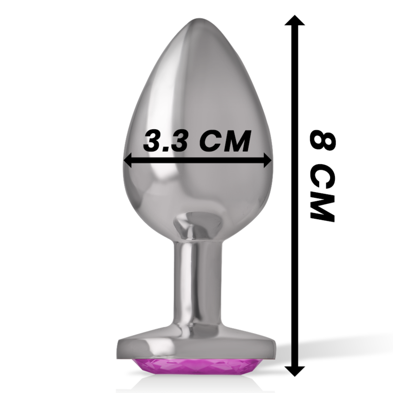 INTENSE - ALUMINIUM METALEN ANALE PLUG MET ROZE KRISTAL MAAT M