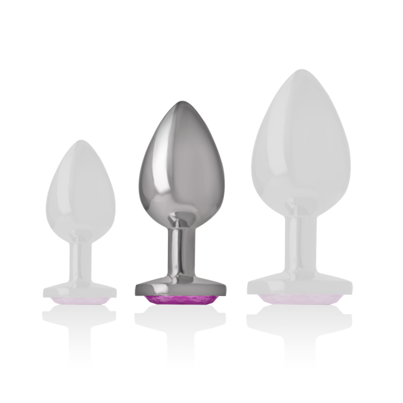 INTENSE - ALUMINIUM METALEN ANALE PLUG MET ROZE KRISTAL MAAT M