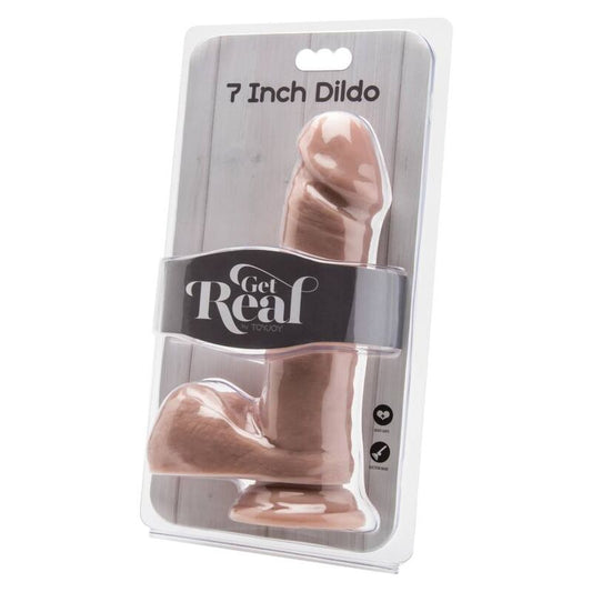 GET REAL - DILDO 18 CM MET BALLEN HUIDSKLEUR