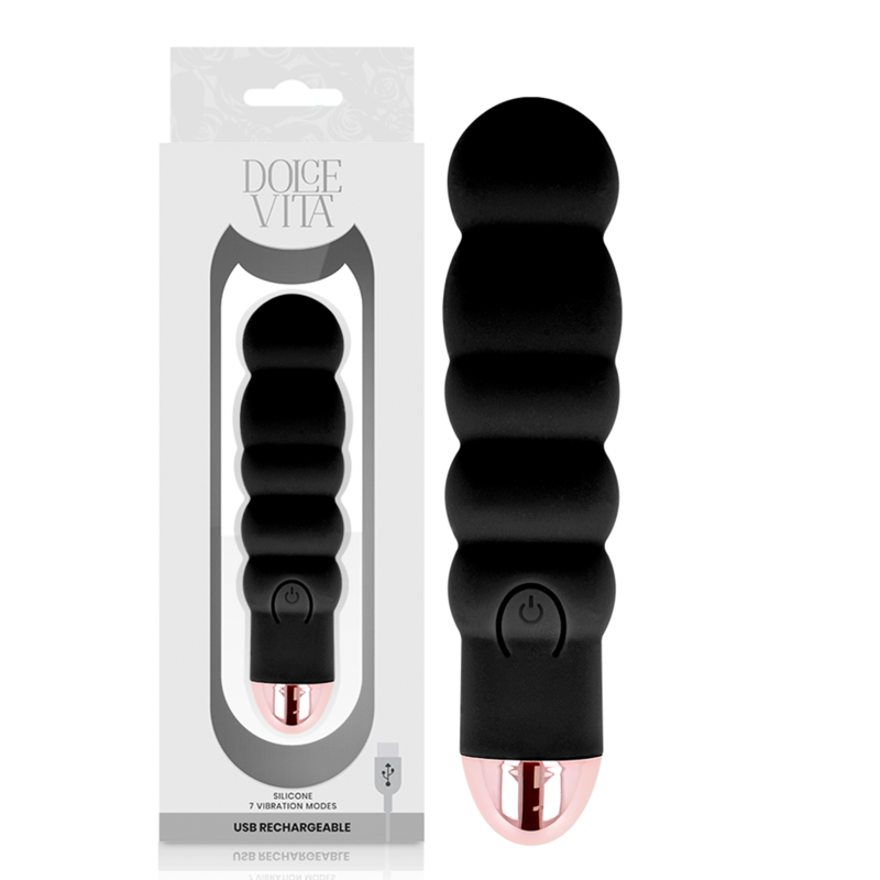 DOLCE VITA - OPLAADBARE VIBRATOR ZES ZWART 7 SNELHEDEN