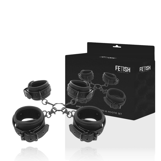 FETISH SLAAF - SET HAND- EN ENKELBOEIEN MET NEOPREEN VOERING