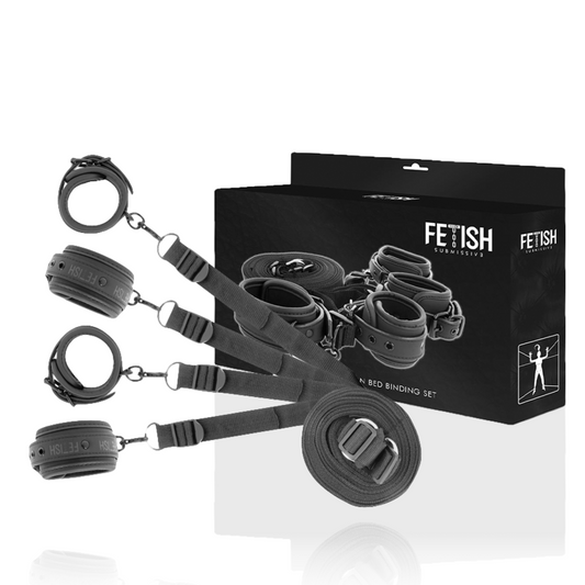 FETISH ONDERDANIG - SET HANDBOEIEN EN BANDEN MET NEOPREEN VOERING