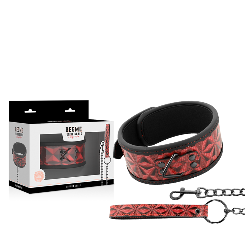 BEGME - RODE EDITIE PREMIUM HALSBAND VAN VEGAAN LEER MET NEOPREEN VOERING